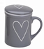 Hrnek se sítkem srdce šedý