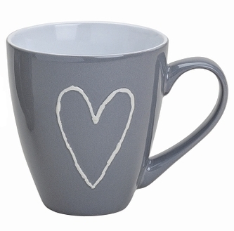 Hrnek srdce JUMBO šedý