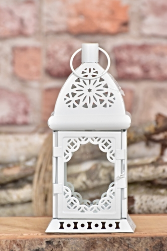 Kovová lucerna bílá 21x10x10 cm