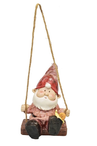 Trpaslík na houpačce růžový 14,5x10x9 cm