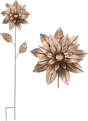 Kovová květina zlatá A 80 cm