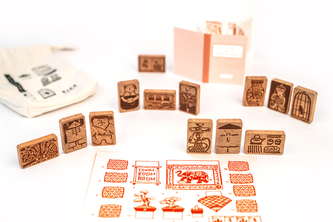 DWOOD Tchaj room boom 13 dílů - doplněk k dřevěné stavebnici s příběhem - v pytlíku