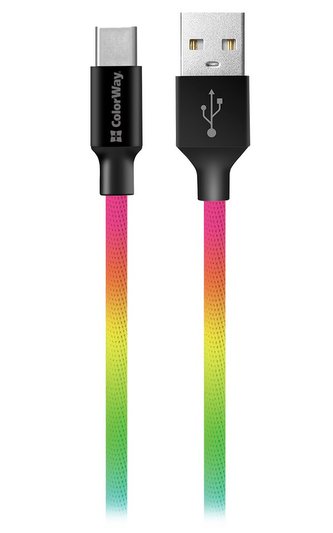 Colorway Dátový Kábel Usb / Usb-C/ 1m/ 2.4A/ Multicolor