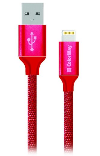 Colorway Datový Kabel USB/ Apple Lightning/ 2.1A/ 1m/ Červený
