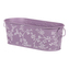Obal kovový - truhlík, ve světle fialové barvě s bílými růžemi.