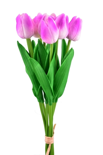 Kytice 7 tulipánů 34,5 cm, fialová