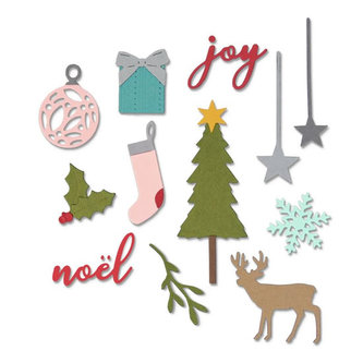 SIZZIX Thinlits vyrezávacie kovové šablóny - vianočný set 16 ks