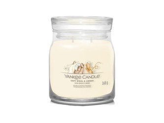 YANKEE CANDLE Soft Wool & Amber svíčka 368g / 2 knoty (Signature střední)