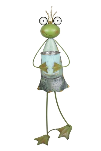 Kovová žaba s květináčem 88x24x20 cm