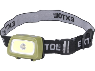 EXTOL LIGHT čelovka 250lm+250lm, 250lm Seoul LED, 250lm COB LED, červené/zelené světlo pro noční vidění