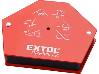 EXTOL PREMIUM magnet-úhelník svařovací, 30°-45°-60°-75°-90°-135°, nosnost do 22kg