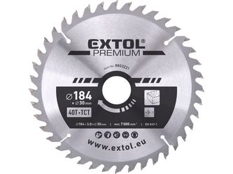 EXTOL PREMIUM kotouč pilový s SK plátky, O 184x3,0x30mm, 40T