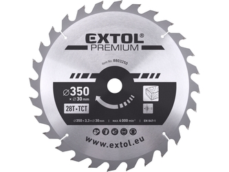 EXTOL PREMIUM kotouč pilový s SK plátky, O 350x3,3x30mm, 28T