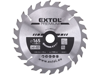 EXTOL PREMIUM kotouč pilový s SK plátky, O 165x2,6x20mm, 24T