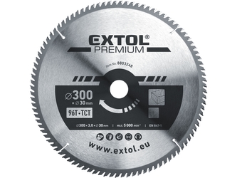 EXTOL PREMIUM kotouč pilový s SK plátky, O 300x3,0x30mm, 96T