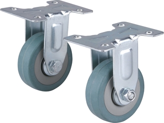 kolečka pevná s obručí ze šedé pryže, sada 2ks, průměr 50mm