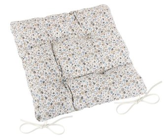 Sedák EMA prošívaný - béžovomodrý kvítek - 40x40 cm, prošívaný