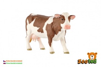 Krava horská strakatá zooted plast 12cm v sáčku