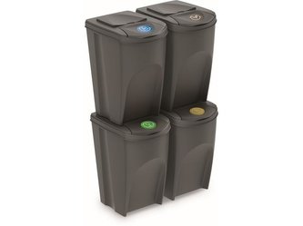 Odpadkový kôš Prosperplast SORTIBOX 4 x 35 l sivý
