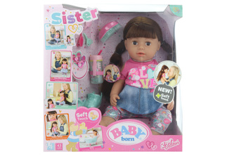 Staršia sestrička BABY born Soft Touch brunetka, 43 cm