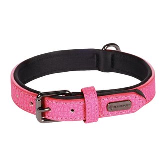 Kožený obojek Flamingo Leza růžová-XXS: 15-20cm