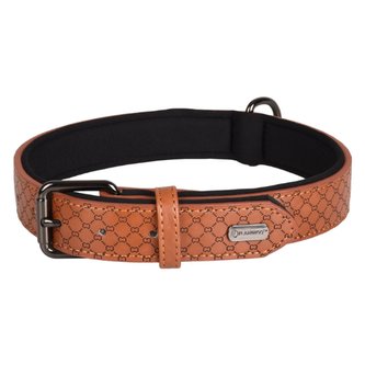 Kožený obojek Flamingo Patti hnědá-L: 43-53cm