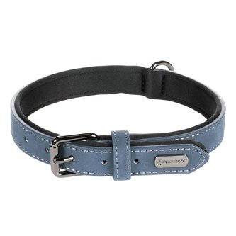 Kožený obojek Flamingo Delu modrá-L: 42 - 52cm