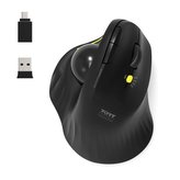 PORT CONNECT ERGONOMIC TRACKBALL, bezdrátová ergonomická myš, 2,4 Ghz &amp; Bluetooth®, USB-A/C, černá