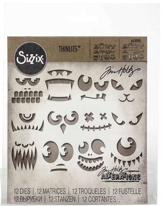 SIZZIX Thinlits vyrezávacie kovové šablóny - desivé tváre 12 ks
