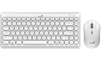 GENIUS set klávesnica s myšou LuxeMate Q8000 White/ Bezdrôtový set 2,4 GHz mini receiver/ USB/ biela/ retro design/ CZ+SK l