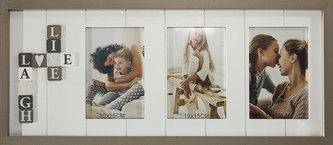 Multi fotorámeček na 3 fotografie šedá LOVE 42x22 cm Mybesthome