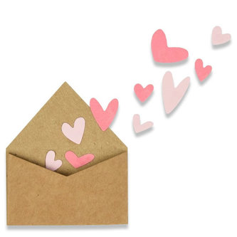 SIZZIX Thinlits vyrezávacie kovové šablóny - obálka so srdiečkami 2 ks