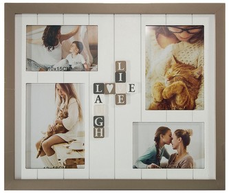Multi fotorámeček na 4 fotografie šedá LOVE 42x36 cm Mybesthome