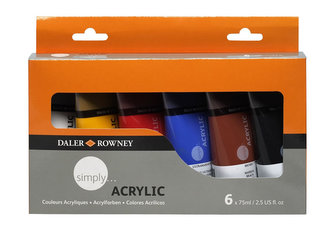 Daler - Rowney SIMPLY sada akrylových barev 6 x 75 ml