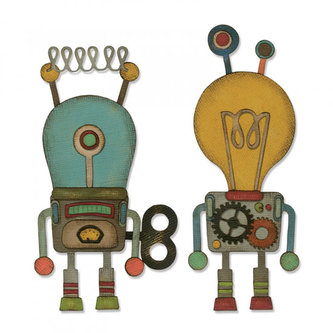 SIZZIX Thinlits vyrezávacie kovové šablóny - roboti 14 ks