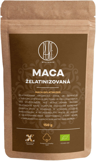 BrainMax Pure Maca želatinovaná BIO prášek, 150 g