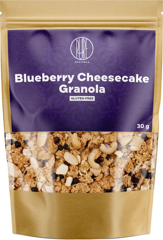 BrainMax Pure Blueberry Cheesecake Granola, Čučoriedky a Biela čokoláda, 30 g