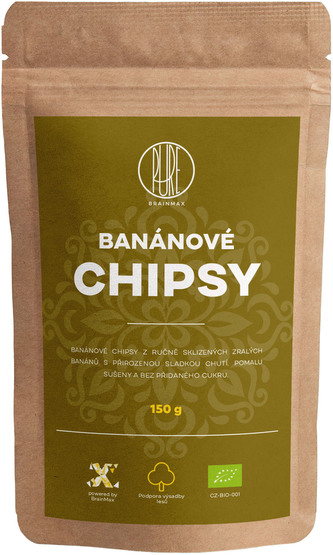 BrainMax Pure Banánové Chipsy BIO, 150 g