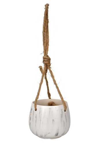 Bílý keramický závěsný květináč 8,5x10,5 cm M