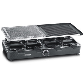 Gril Severin, RG 2376, raclette, kombinovaná plocha, 8 pánviček, plocha na grilování 46x23 cm, 1300 W