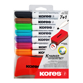 K-MARKER SET 6+1ks zdarma popisovačů na bílé tabule a flipcharty kulatý hrot a 1 ks stírací magnetická houbička
