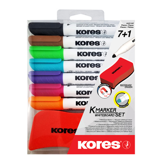 K-MARKER SET 6+1ks zdarma popisovačů na bílé tabule a flipcharty kulatý hrot a 1 ks stírací magnetická houbička