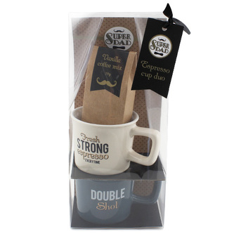 Dárková sada, Vanilková káva 19 g, 2x keramický hrnek, 50 ml