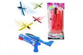 Lietadlo vystreľovacie penové s pištoľou 25cm 4 farby v sáčku