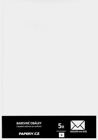 barevná obálka 162X229 BÍLÁ, 5 kusů, 130gm2, olizová