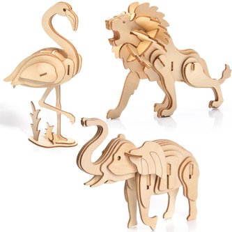 Puzzle Drewniane 3D Zestaw Safari Puzzle Drewniane 3D Zestaw Safari