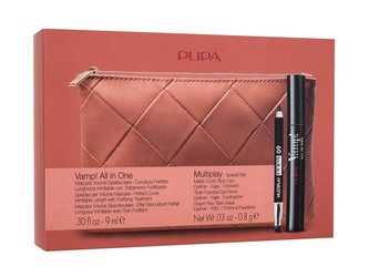 Pupa Vamp! řasenka Vamp! All In One 9 ml + tužka na oči Multiplay 0,8 g 09 Deep Black + kosmetická taštička