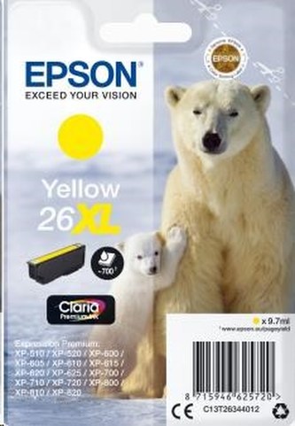 EPSON ink bar Singlepack "Lední medvěd" Yellow 26XL Claria Premium Ink