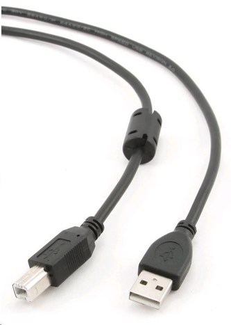 GEMBIRD Kabel USB 2.0 A-B propojovací 1,8m Premium (černý, ferit, zlacené kontakty)