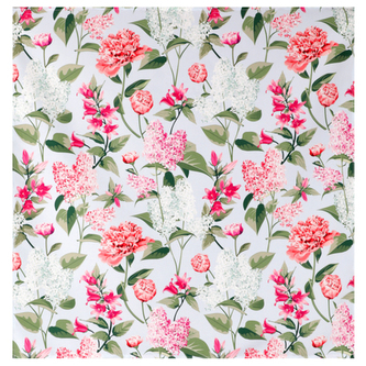 Ubrus s motivem šeříků, modrý podklad, 80x80 cm,100 % polyester.